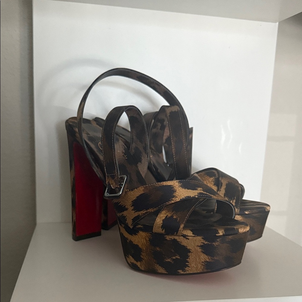 Christian Louboutin Leopard Print Platform Sandals